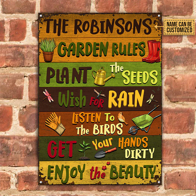 Gardening Garden Rules Custom Classic Metal Signs - Image 2