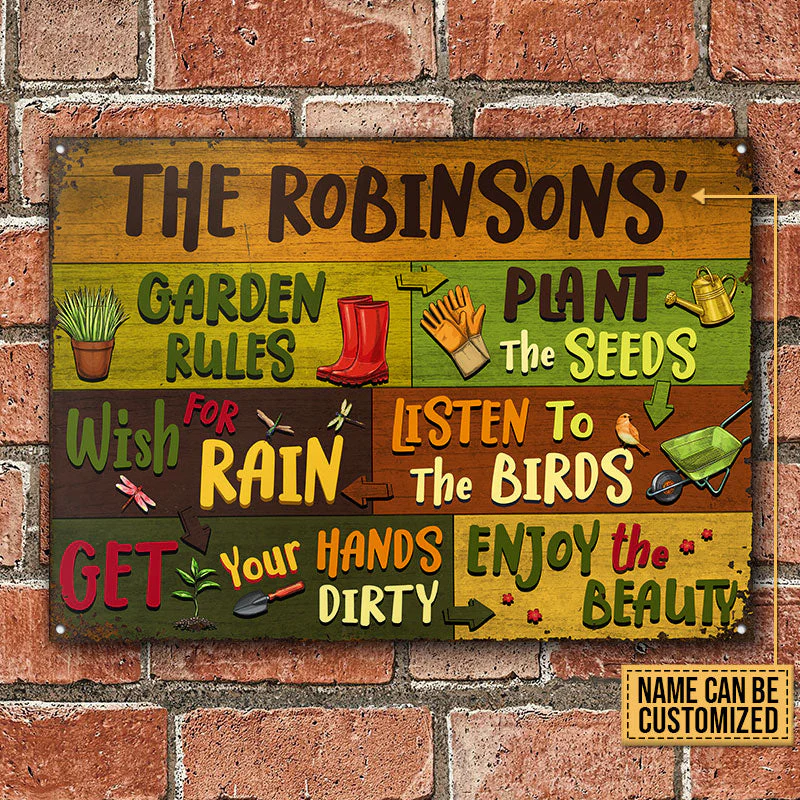 Gardening Garden Rules Enjoy Custom Classic Metal Signs - Image 2