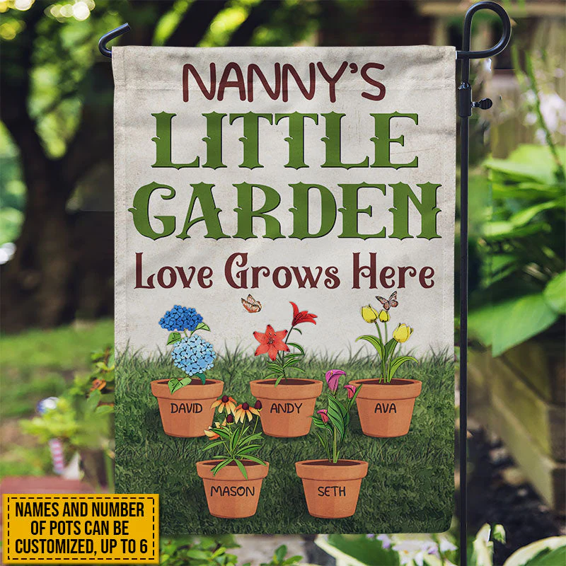 Gardening Grandma Little Garden Custom Flag, Grandma Gift, Grandparents, Grandchild, Garden Decor - Image 2