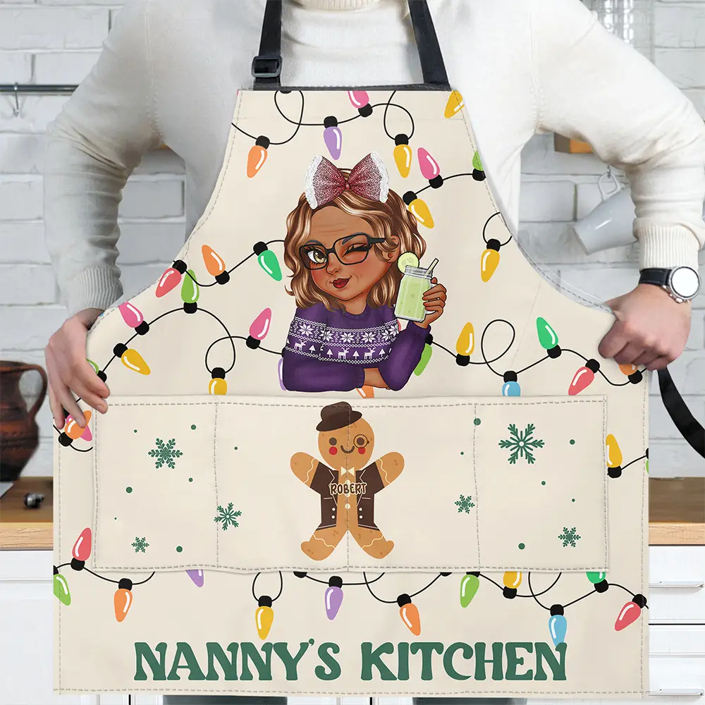 Gingerbread Christmas Grandma's Kitchen - Personalized Apron - Image 2