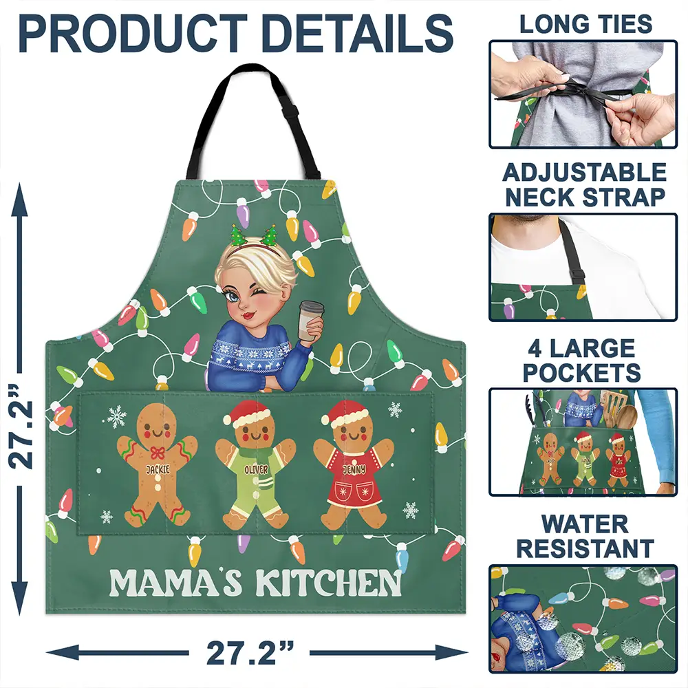 Gingerbread Christmas Grandma's Kitchen - Personalized Apron - Image 4