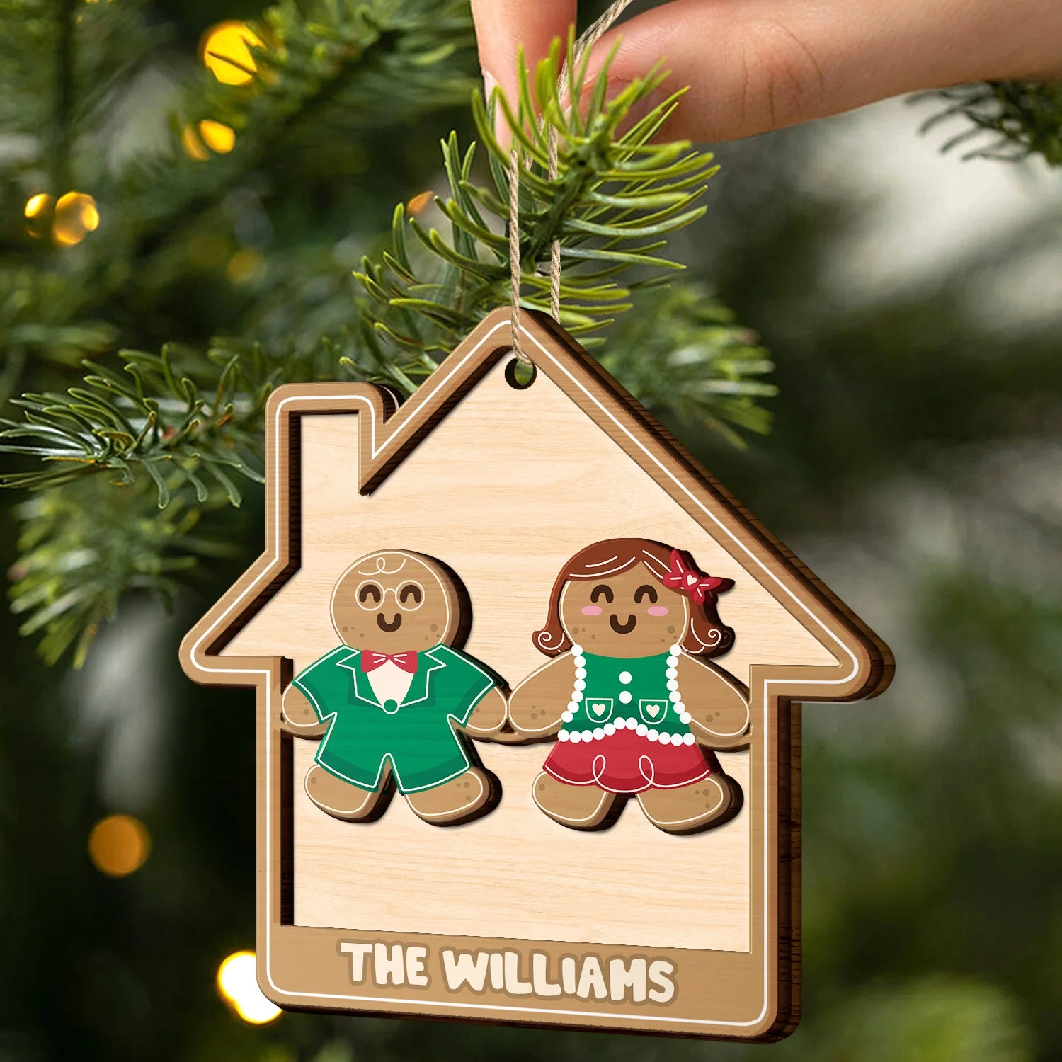 Gingerbread Cookies Pet Family - Christmas, Gift For Family - Personalized 2-Layered Wooden Ornament - Image 2