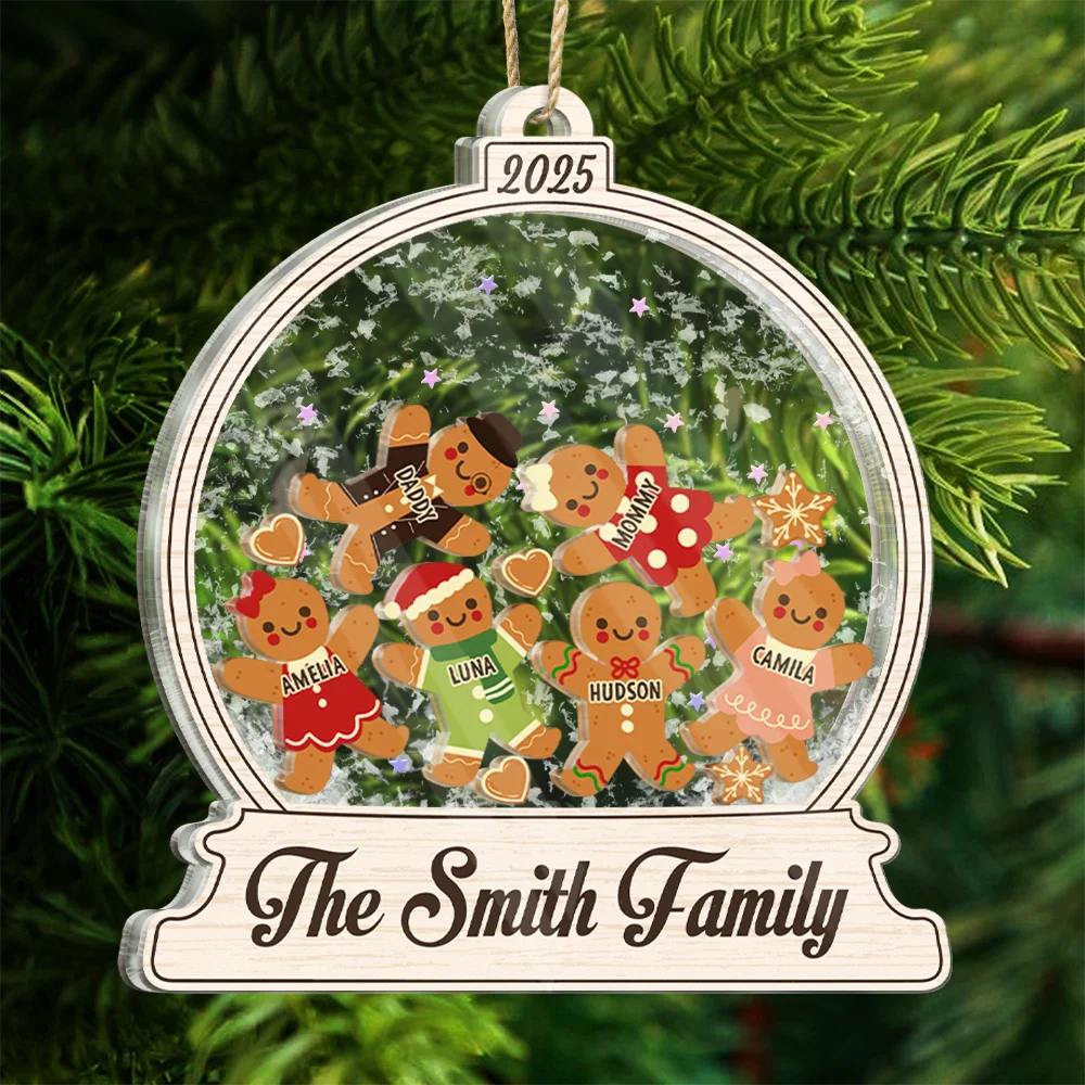 Gingerbread Family Shaker - Personalized 3-Layered Acrylic Shaker Ornament - Image 6
