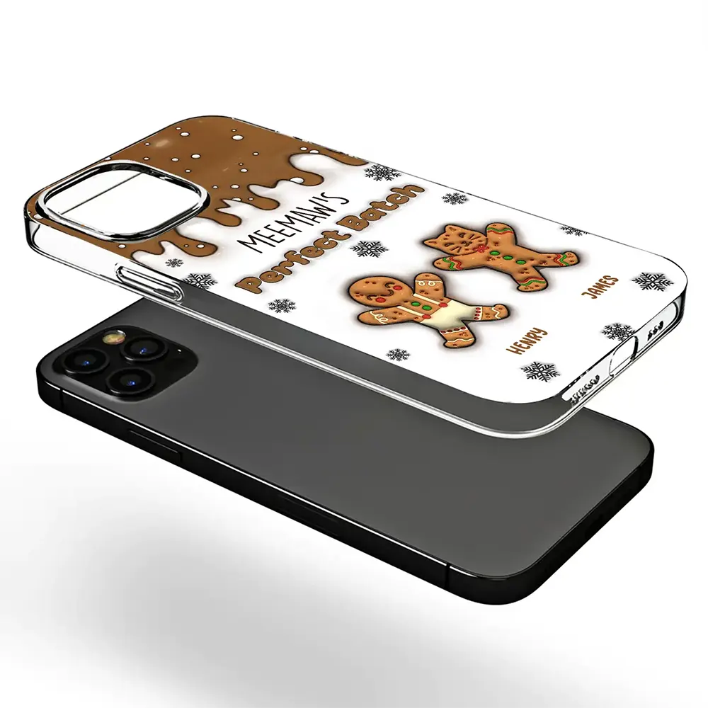 Gingerbread Grandma Grandpa Perfect Batch - 3D Inflated Effect Printed Personalized Clear Phone Case - Image 3