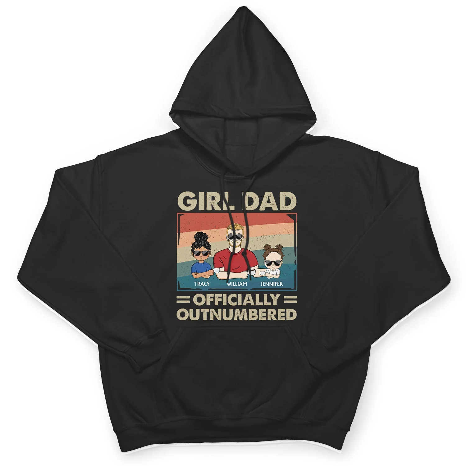 Girl Dad Officially Outnumbered - Funny Gift For Dad, Father, Grandpa - Personalized T Shirt - Image 4