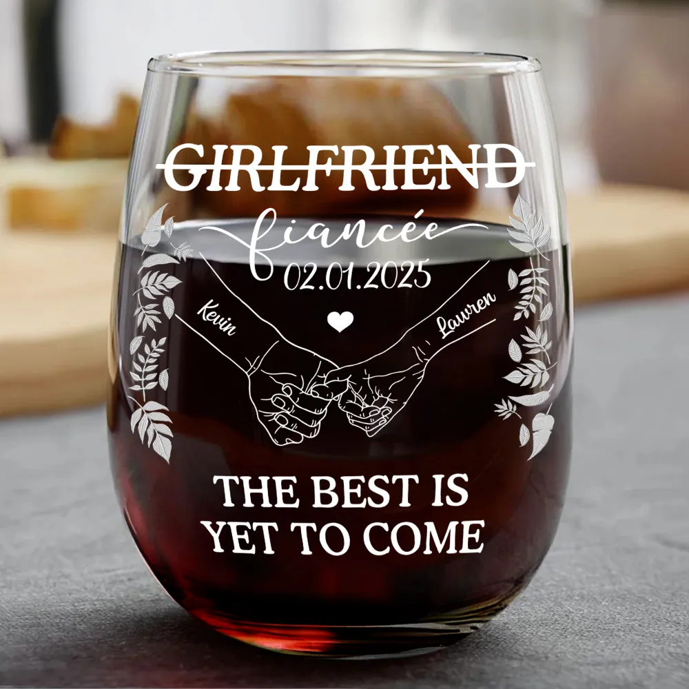 Girlfriend Fiancee Boyfriend Fiance Engagement Couple Gift - Personalized Combo Wine & Beer Glass - Image 4