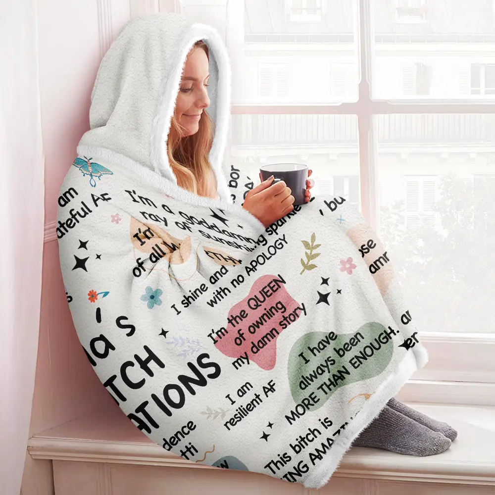 Girl's Daily Affirmations - Personalized Wearable Hooded Blanket - Image 3