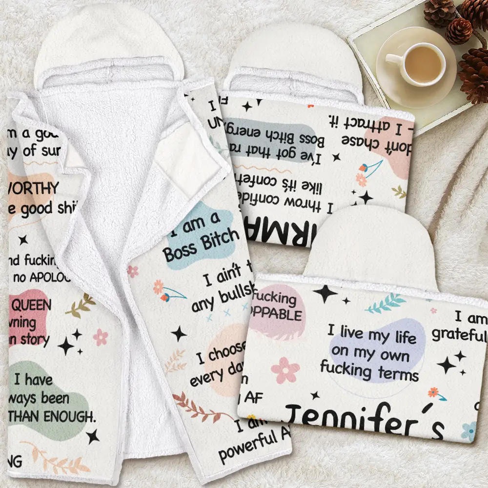 Girl's Daily Affirmations - Personalized Wearable Hooded Blanket - Image 4