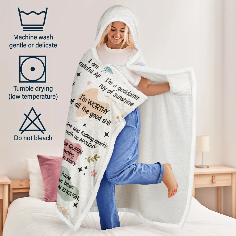 Girl's Daily Affirmations - Personalized Wearable Hooded Blanket - Image 5