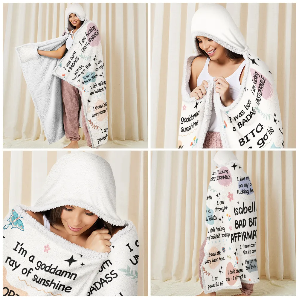 Girl's Daily Affirmations - Personalized Wearable Hooded Blanket - Image 6
