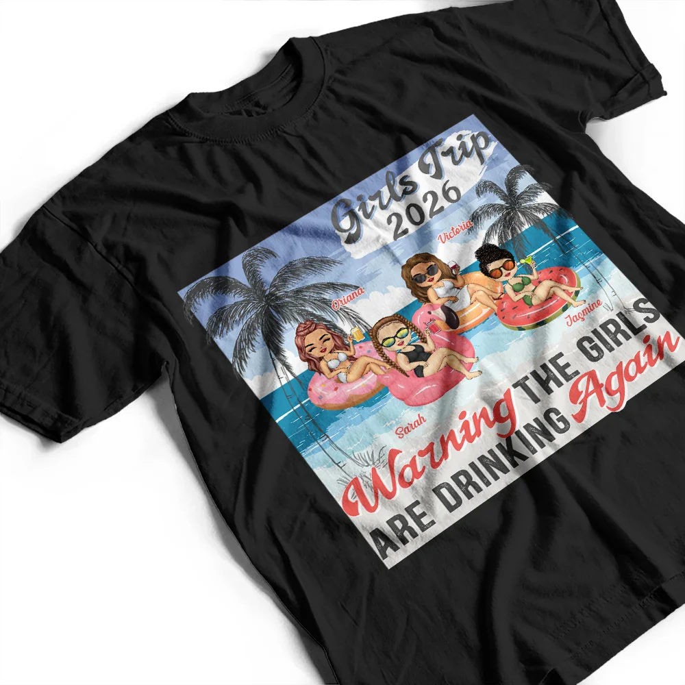 Girls Trip Cheaper Than Therapy Beaches Booze & Besties - Birthday, Anniversary, Travel, Vacation Gift For Bestie, BFF, Sisters - Personalized T Shirt - Image 3