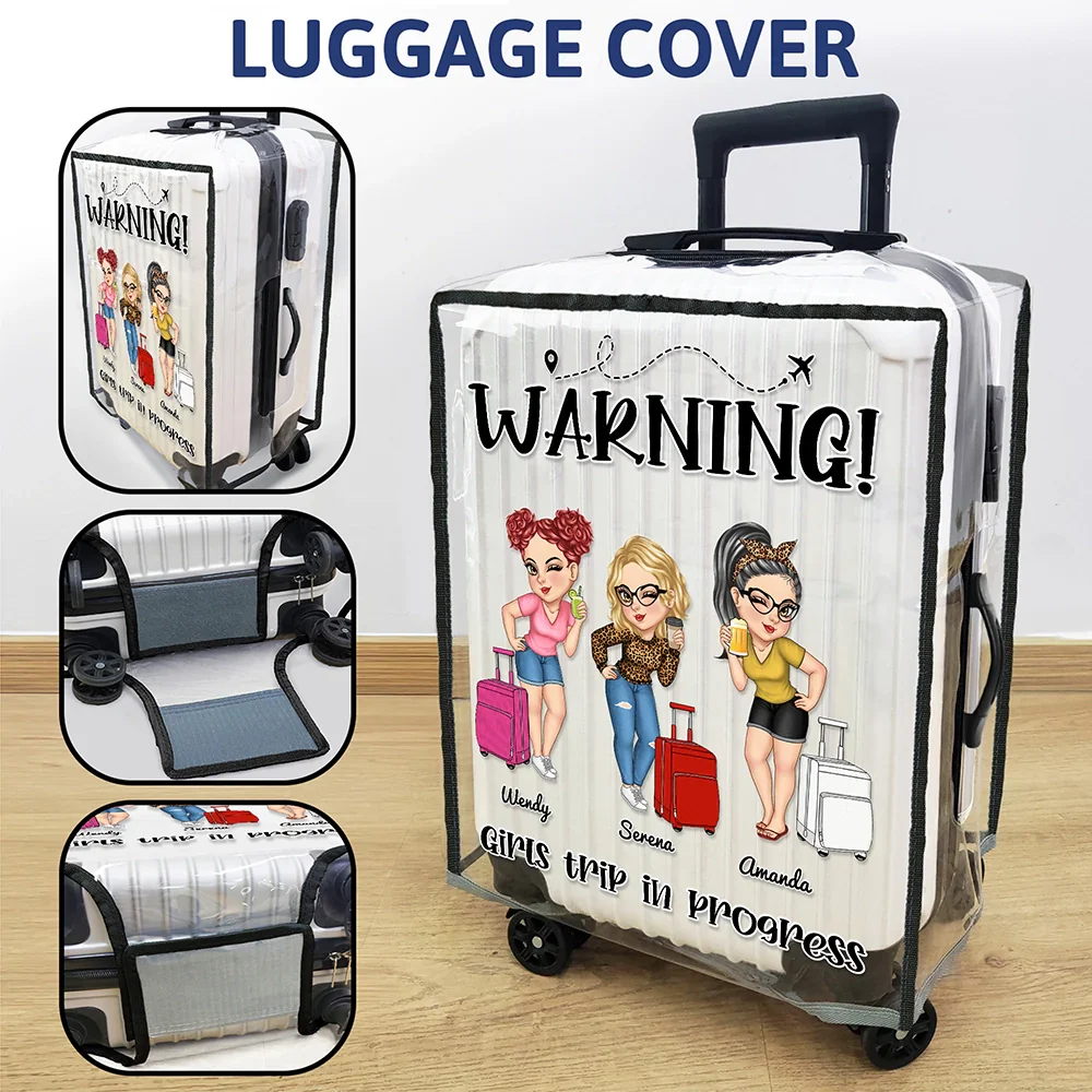Girls Trip Cheaper Than Therapy - Personalized Clear Luggage Cover - Image 3