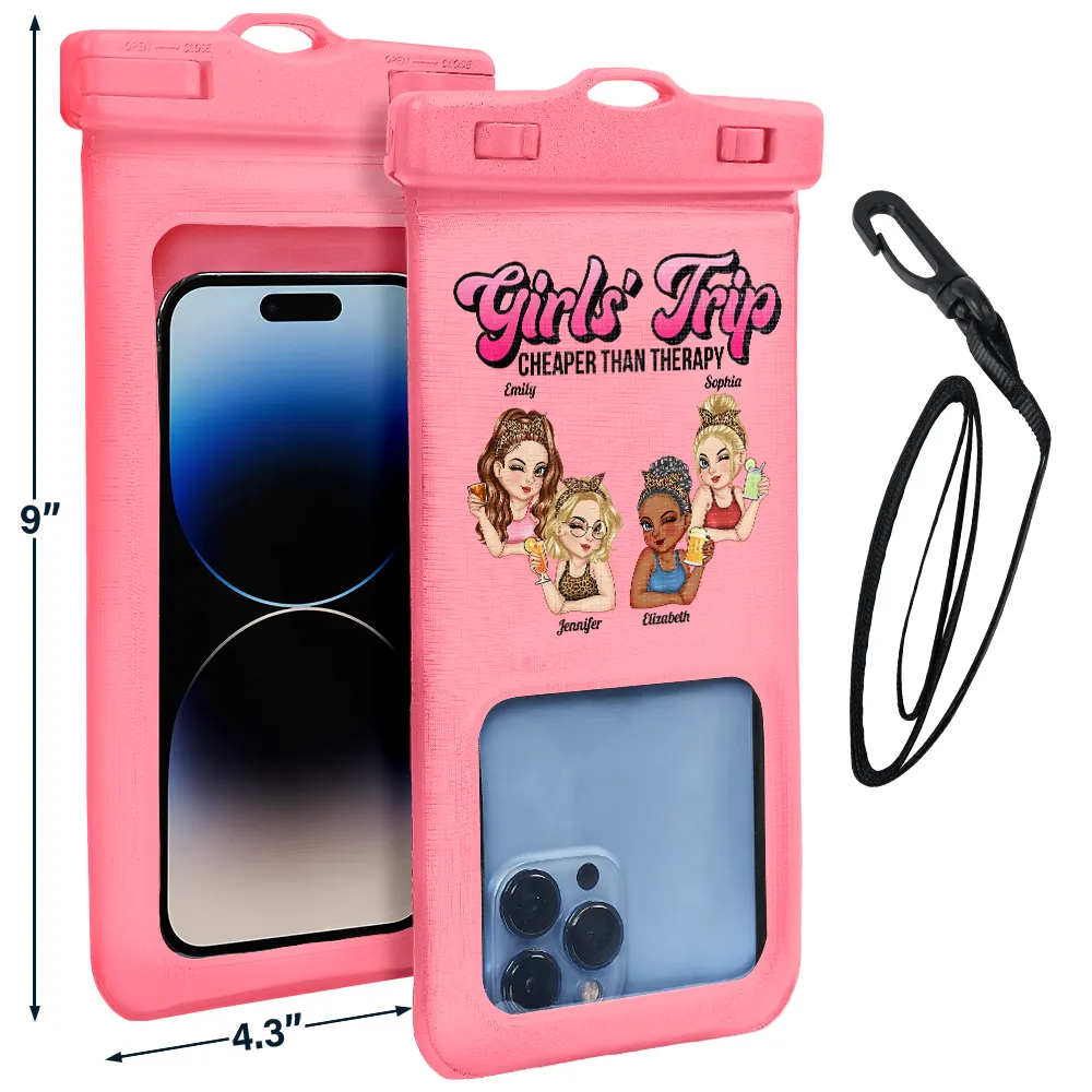 Girls Trip Cheaper Than Therapy Turban Woman Summer Beach - Personalized Waterproof Phone Pouch - Image 3