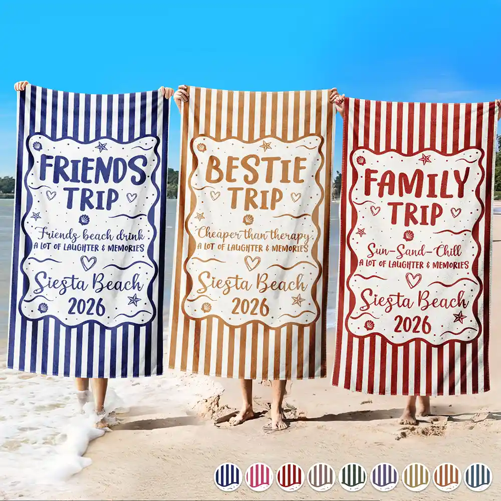 Girls Trip Family Trip On Vacation - Personalized Beach Towel