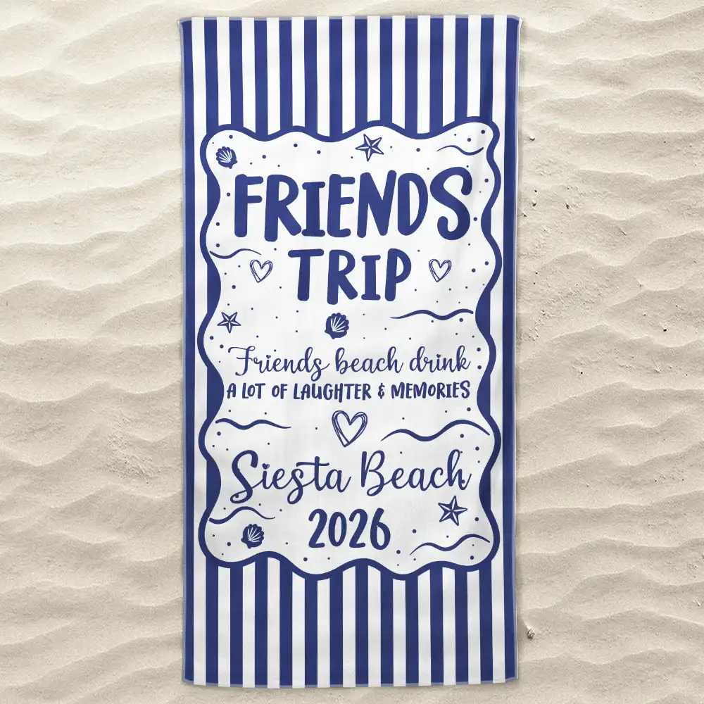 Girls Trip Family Trip On Vacation - Personalized Beach Towel - Image 3