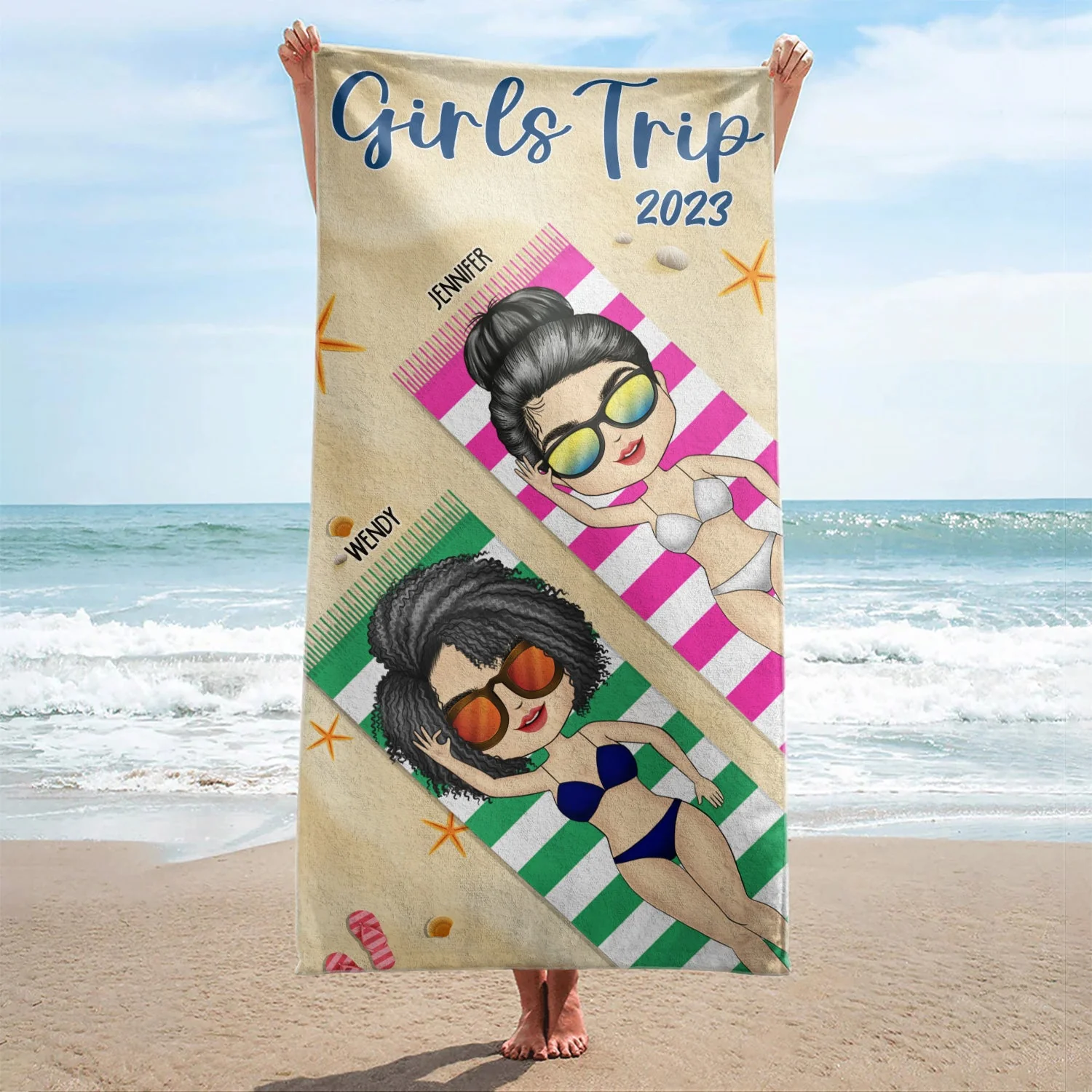 Girls Trip - Gift For Besties - Personalized Beach Towel - Image 2