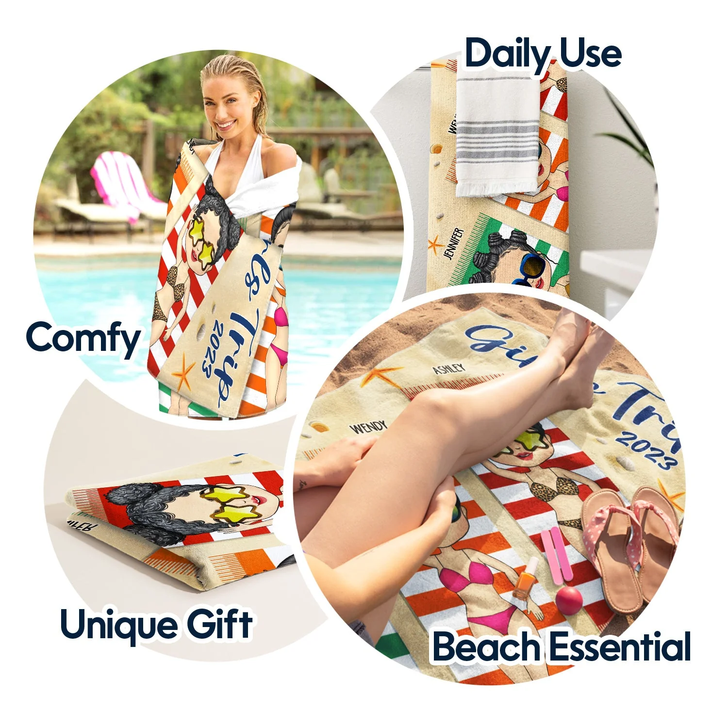 Girls Trip - Gift For Besties - Personalized Beach Towel - Image 5