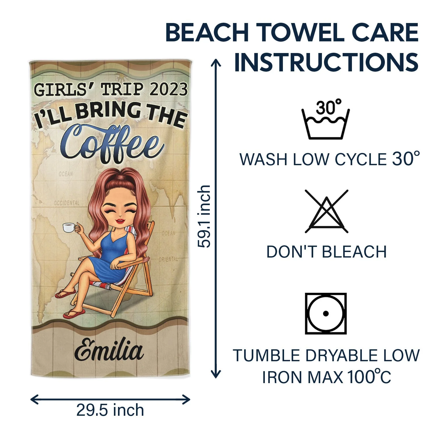 Girls' Trip I'll Bring The Alcohol Beaches Swimming Picnic Vacation Traveling - Birthday, Funny Gift For Her, Besties, Family - Personalized Custom Beach Towel - Image 6