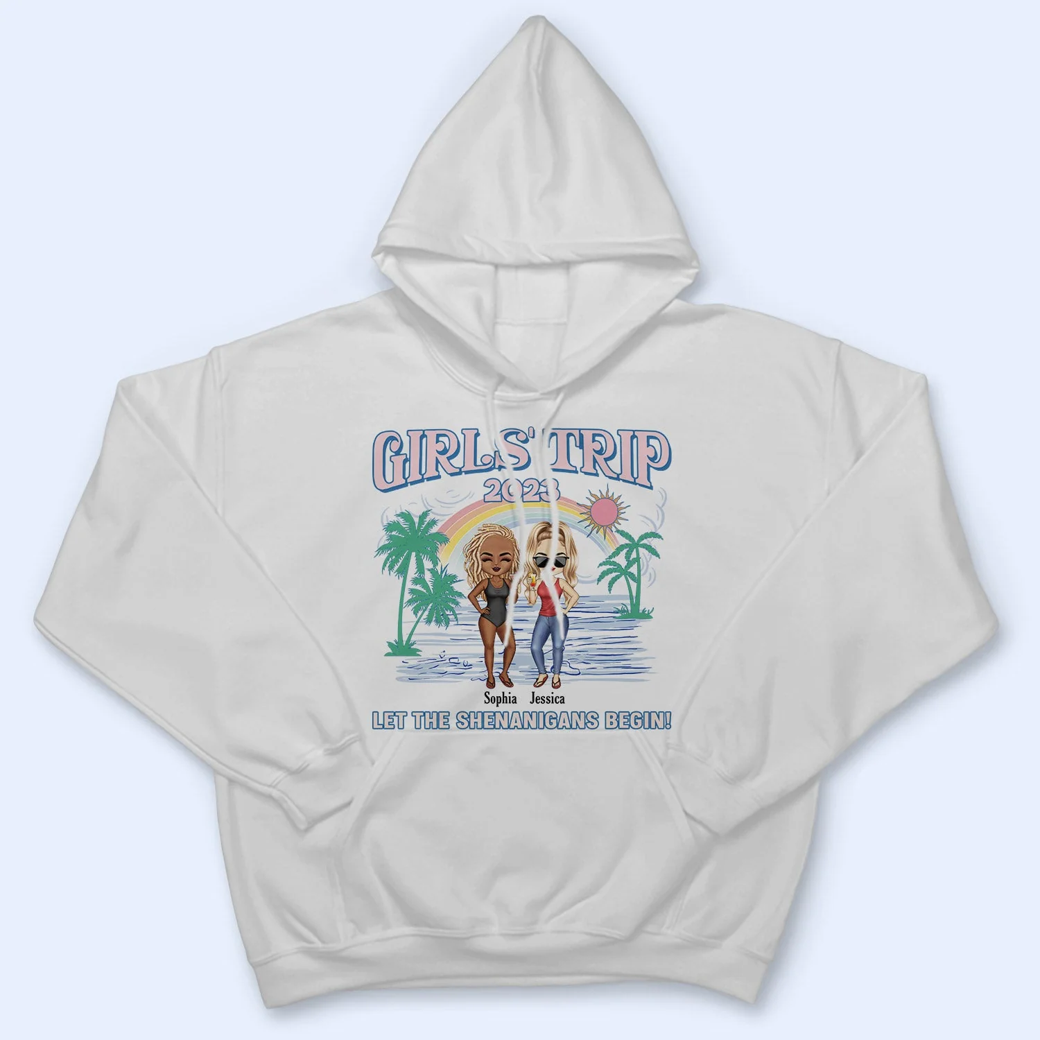 Girls Trip Let The Shenanigans Begin - Gift For Besties, Beach Lovers - Personalized Custom T Shirt - Image 4