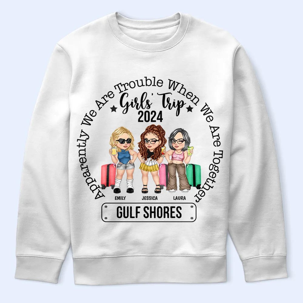 Girls' Trip We're Trouble When We're Together - Personalized T Shirt - Image 5