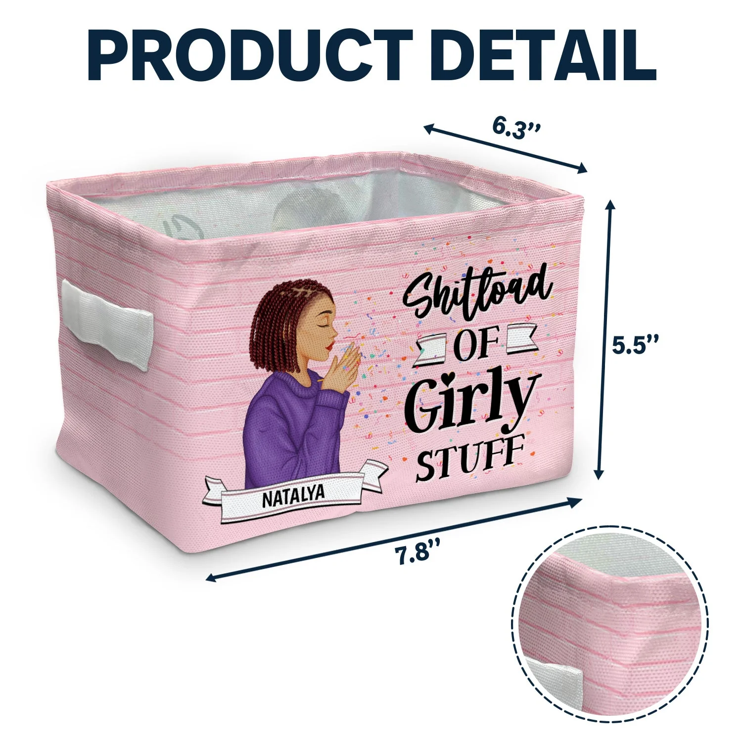 Girly Stuff - Gift For Yourself, Gift For Women - Personalized Storage Box - Image 4