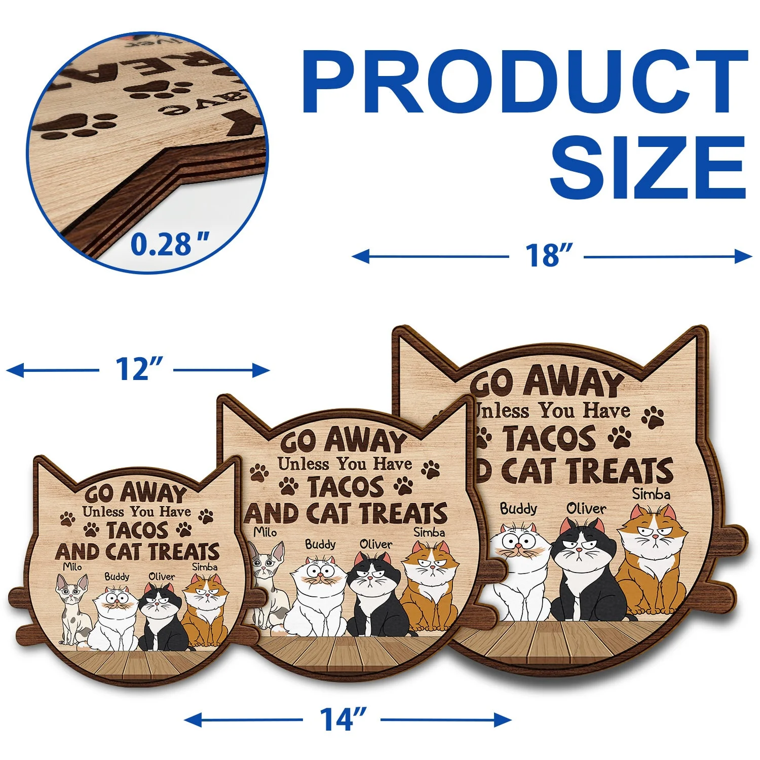 Go Away Unless You Have Alcohol And Cat Treats Funny Cartoon Cat - Gift For Cat Lovers - Personalized Custom Shaped Wood Sign - Image 5