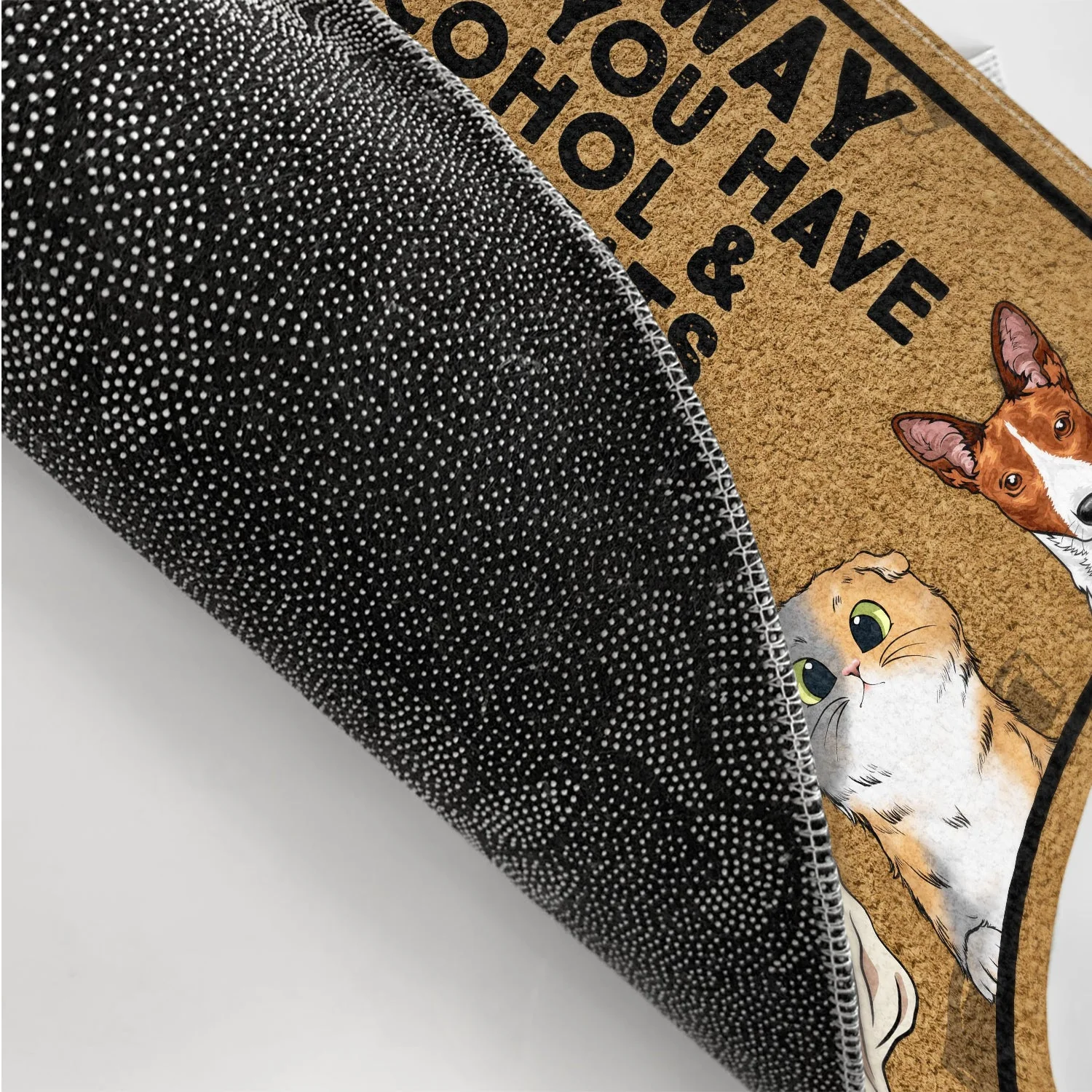 Go Away Unless You Have Alcohol And Dog Treats Cat Treats Pet Treats Cartoon Couples - Home Decor, Birthday, Housewarming Gift For Dog Lovers & Cat Lovers - Personalized Custom Doormat - Image 3
