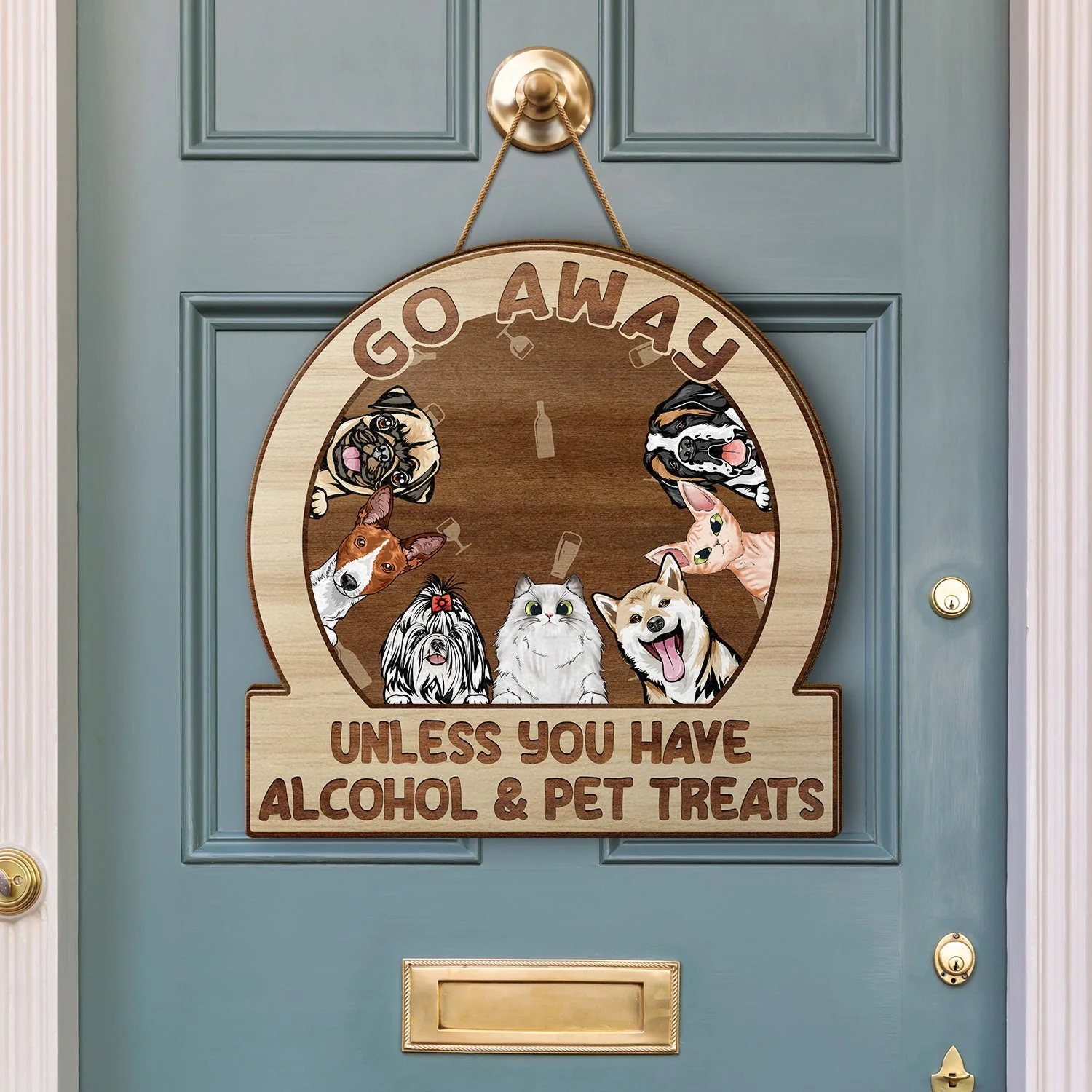 Go Away Unless You Have Alcohol And Dog Treats Cat Treats Pet Treats - Gift For Dog Lovers & Cat Lovers - Personalized Custom Shaped Wood Sign - Image 3