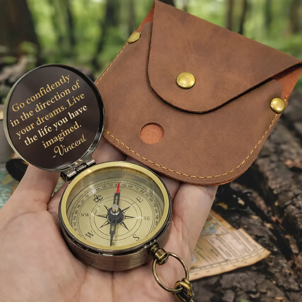 Go Confidently In The Direction Of Your Dreams - Personalized Engraved Brass Compass - Image 2