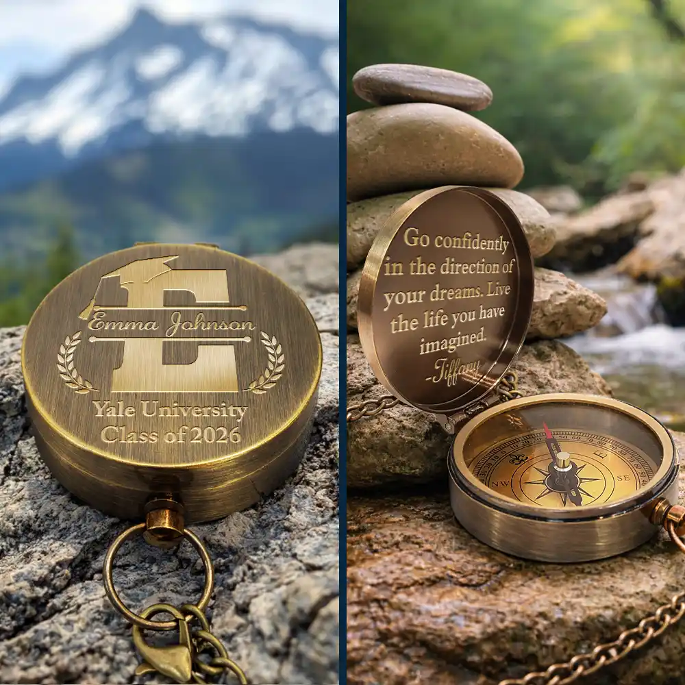 Go Confidently In The Direction Of Your Dreams - Personalized Engraved Brass Compass - Image 3