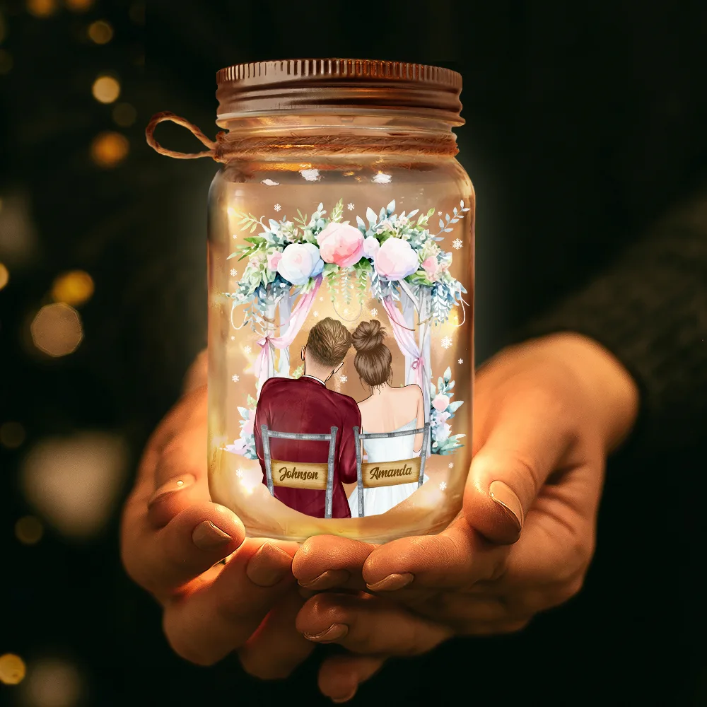 God Blessed The Broken Road Married Couples - Personalized Mason Jar Light - Image 3
