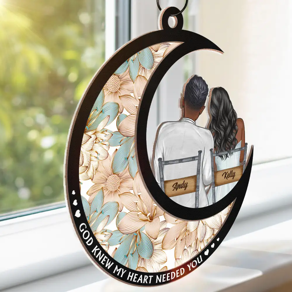 God Blessed The Broken Road Married Couples - Personalized Window Hanging Suncatcher Ornament - Image 3