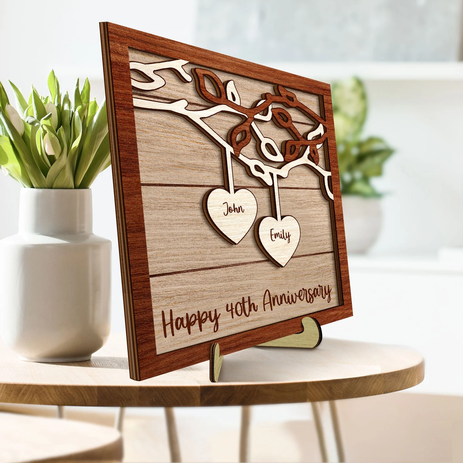 God Gave Me You - Gift For Couples, Husband, Wife - Personalized 2-Layered Wooden Plaque With Stand - Image 3