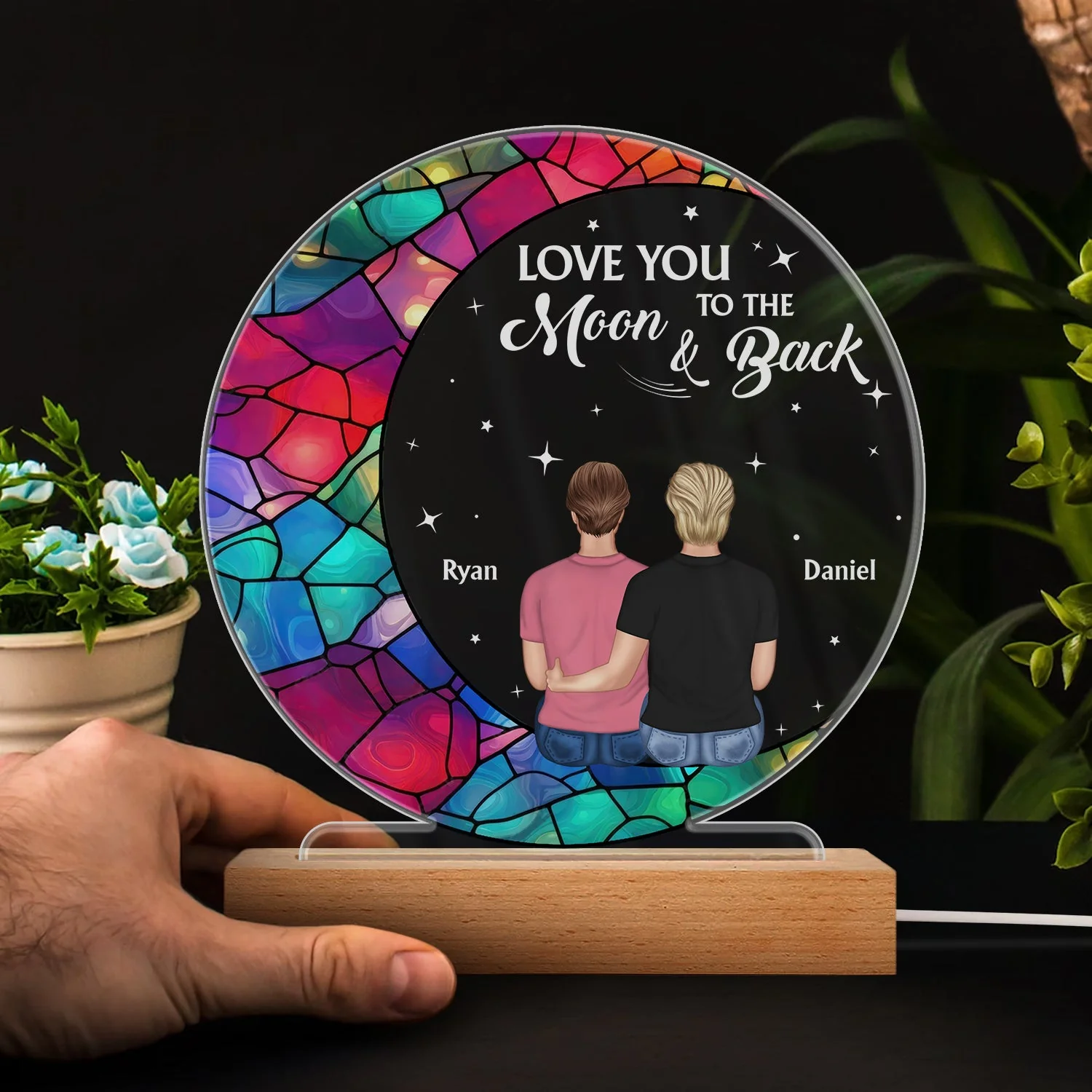 God Gave Me You - Gift For Couples - Personalized 3D Led Light Wooden Base - Image 4