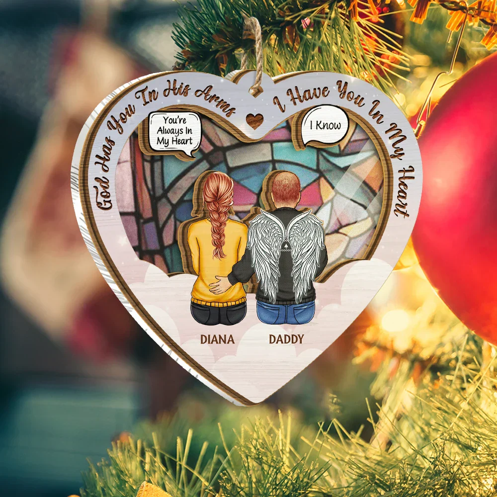 God Has You In His Arms Memorial Christmas - Personalized Suncatcher Ornament - Image 2