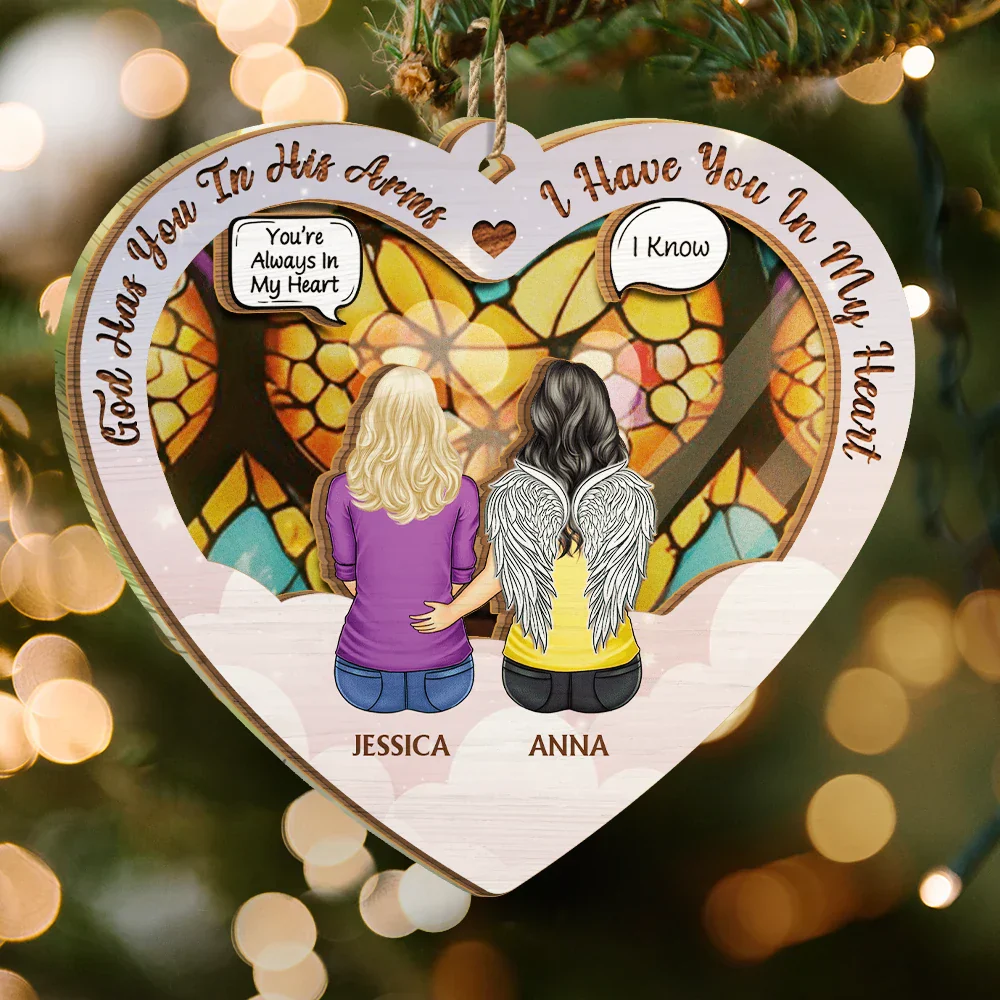 God Has You In His Arms Memorial Christmas - Personalized Suncatcher Ornament - Image 3