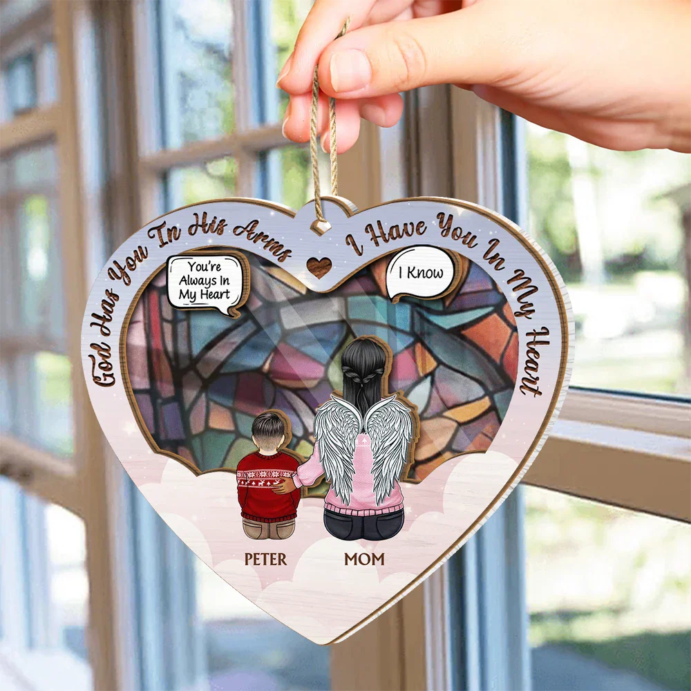 God Has You In His Arms Memorial Christmas - Personalized Suncatcher Ornament - Image 4