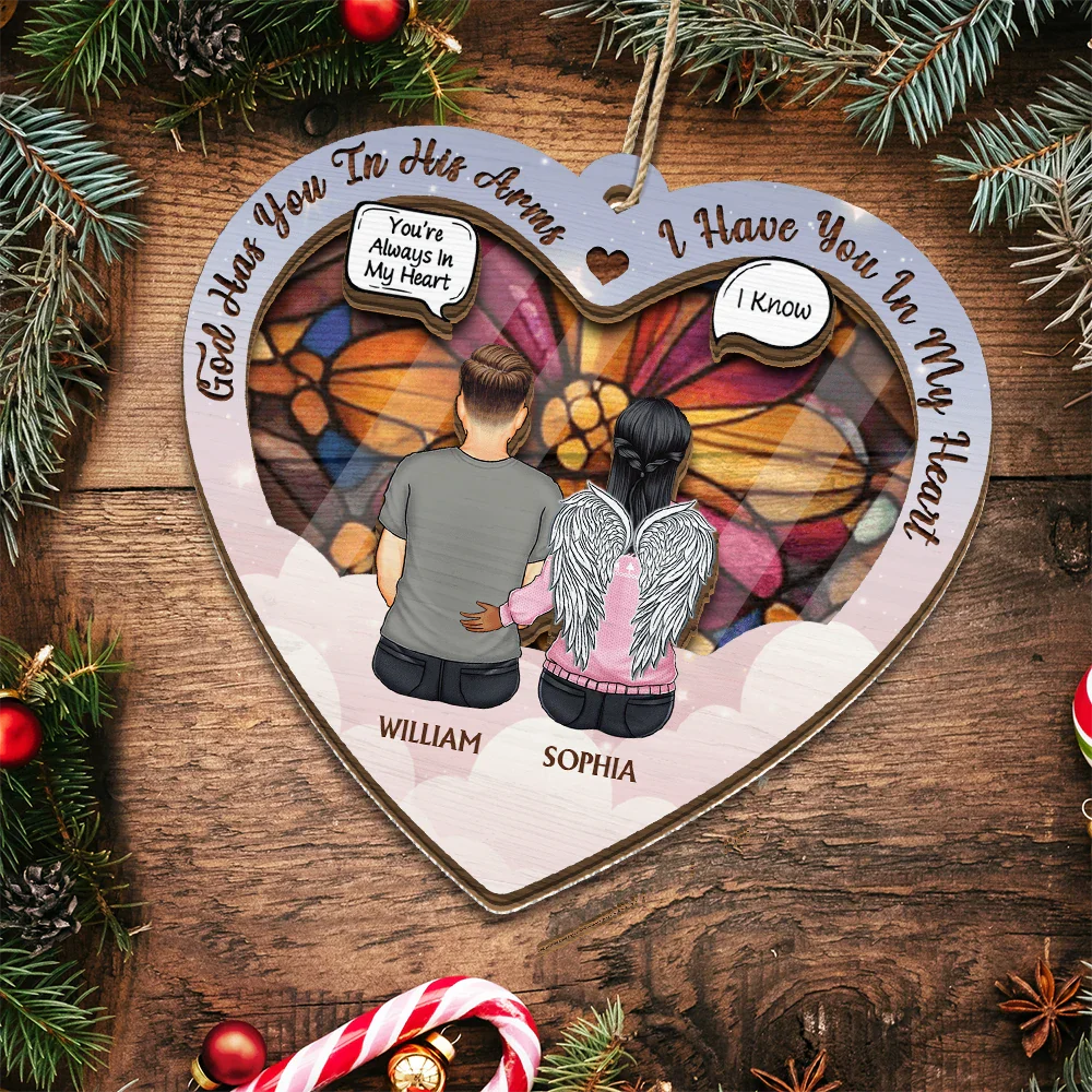 God Has You In His Arms Memorial Christmas - Personalized Suncatcher Ornament - Image 6