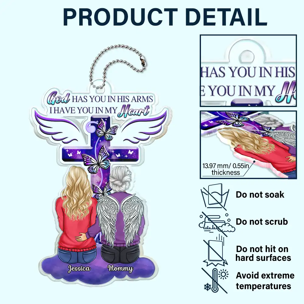 God Has You In His Arms - Personalized Acrylic Car Hanger - Image 5