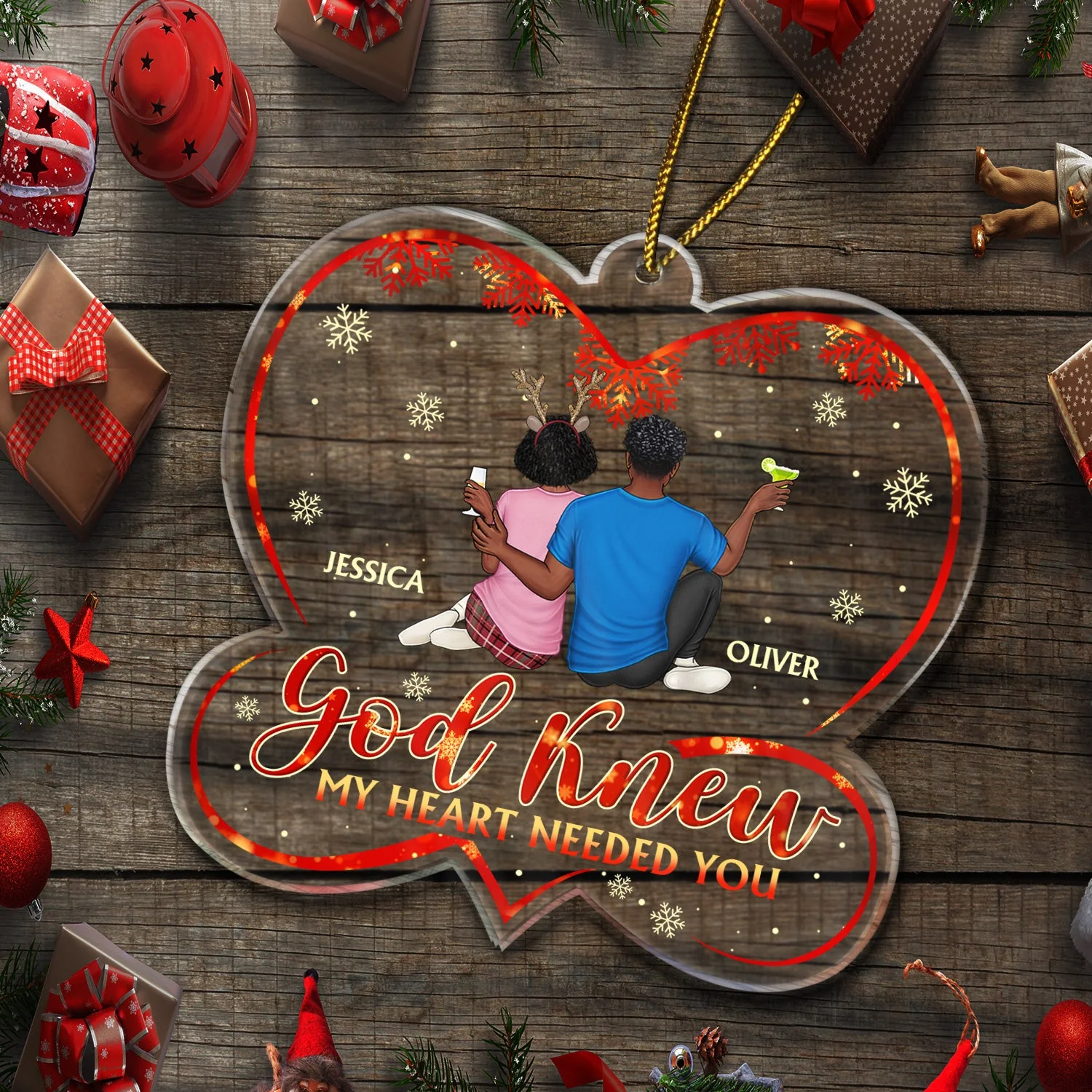 God Knew My Heart Needed You - Christmas Gift For Couples, Husband, Wife - Personalized Custom Shaped Acrylic Ornament - Image 5