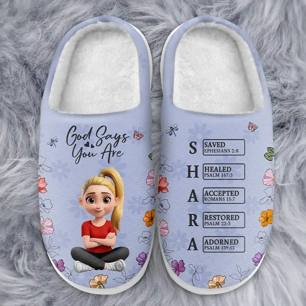 God Say I Am Bible - Personalized Fluffy Slippers - Image 3