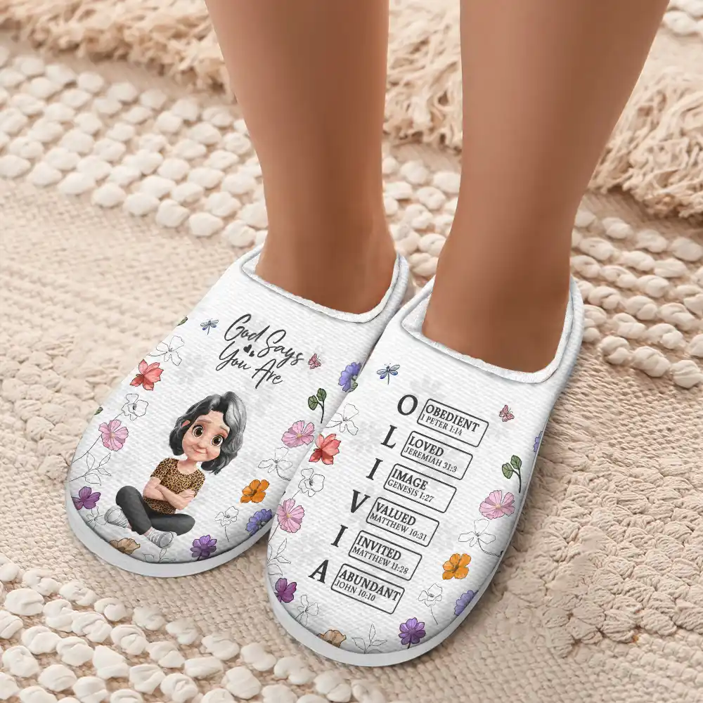 God Say I Am Bible - Personalized Fluffy Slippers - Image 5
