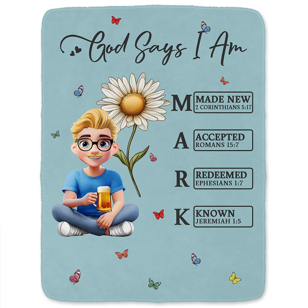 God Says I Am Bible Blanket - Personalized Fleece Blanket, Sherpa Blanket - Image 2