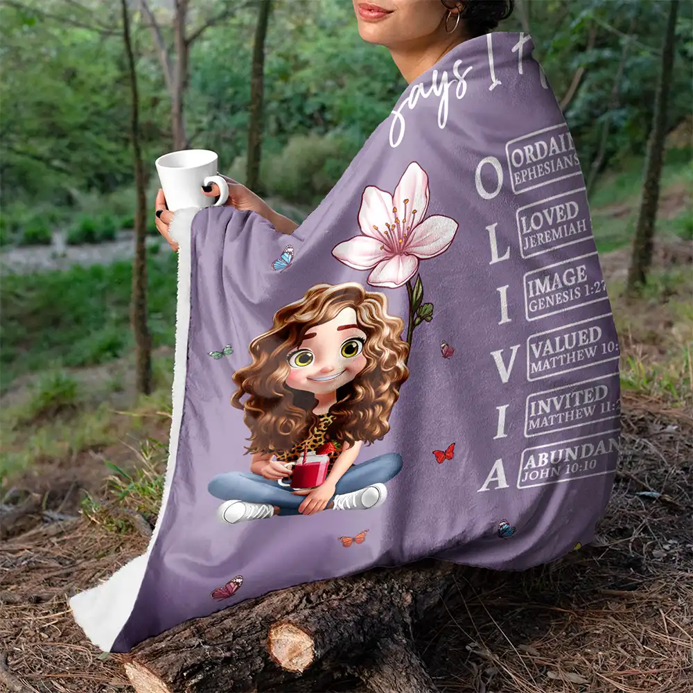 God Says I Am Bible Blanket - Personalized Fleece Blanket, Sherpa Blanket - Image 5