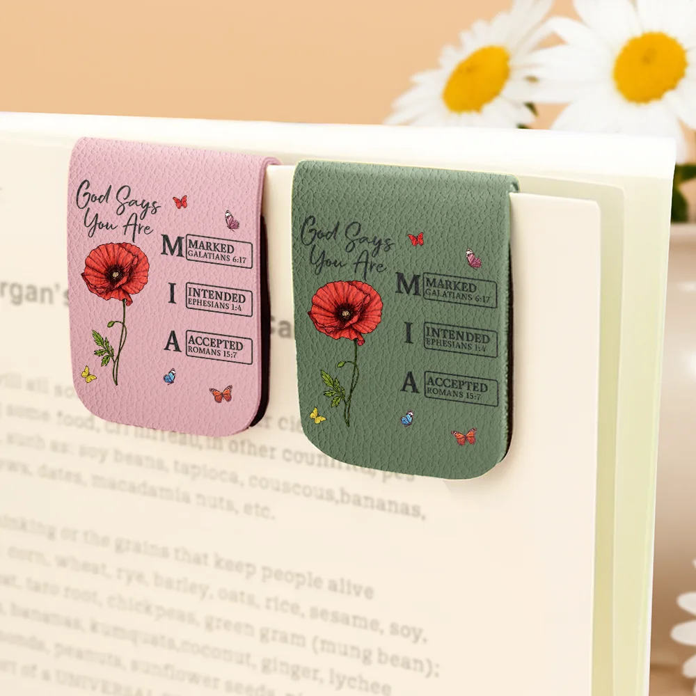 God Says I Am Bible Bookmark - Personalized Leather Magnetic Bookmark - Image 4