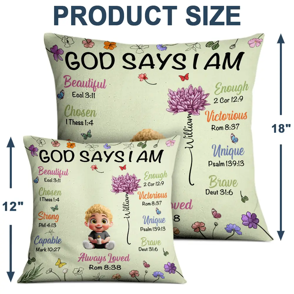 God Says I Am Birth Month Flower - Personalized Pillow - Image 4