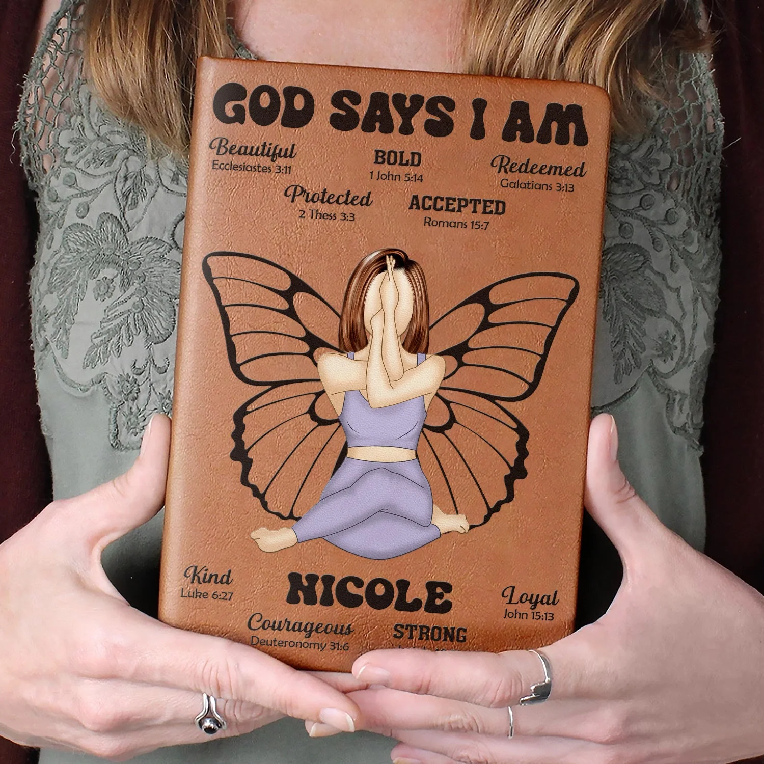 God Says I Am - Gift For Women, Gift For Yourself - Personalized Leather Journal - Image 4