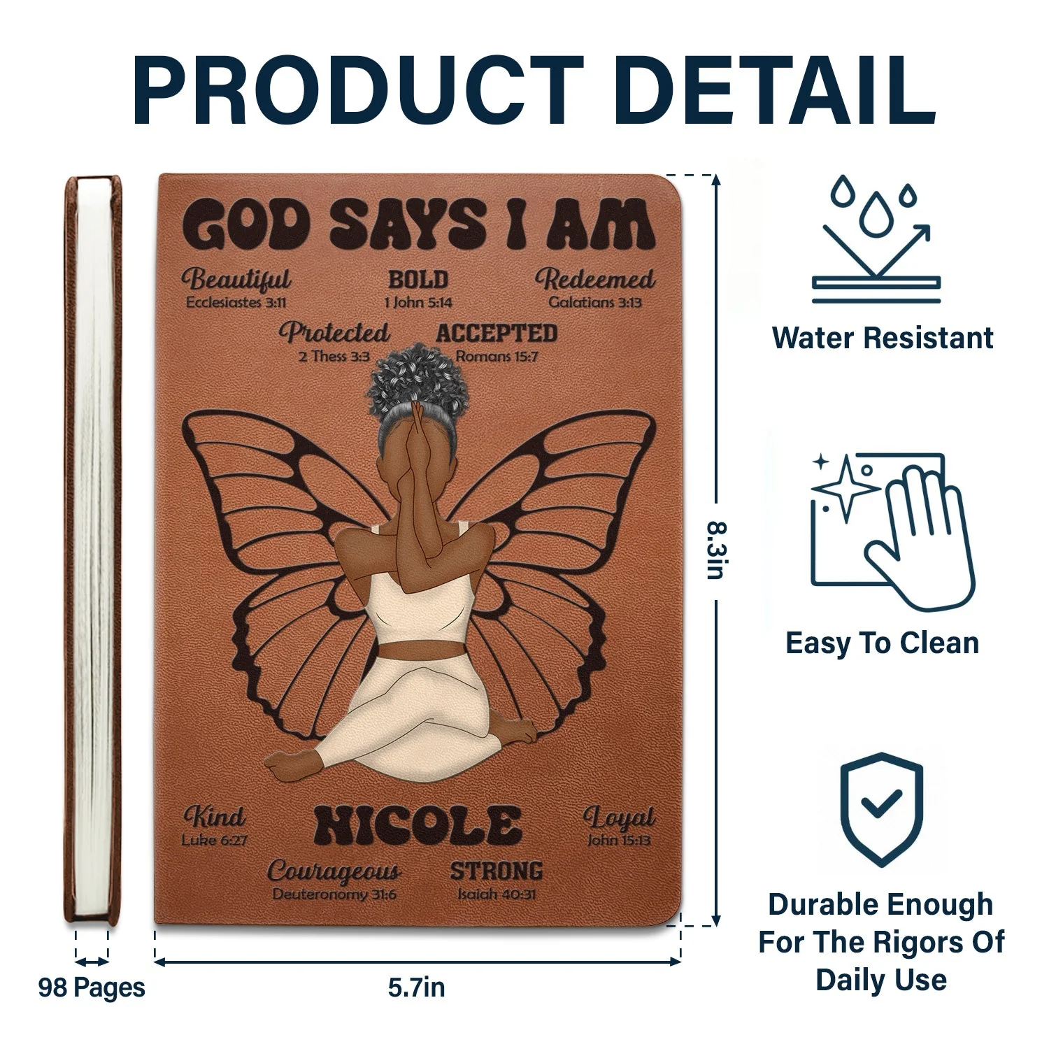 God Says I Am - Gift For Women, Gift For Yourself - Personalized Leather Journal - Image 5