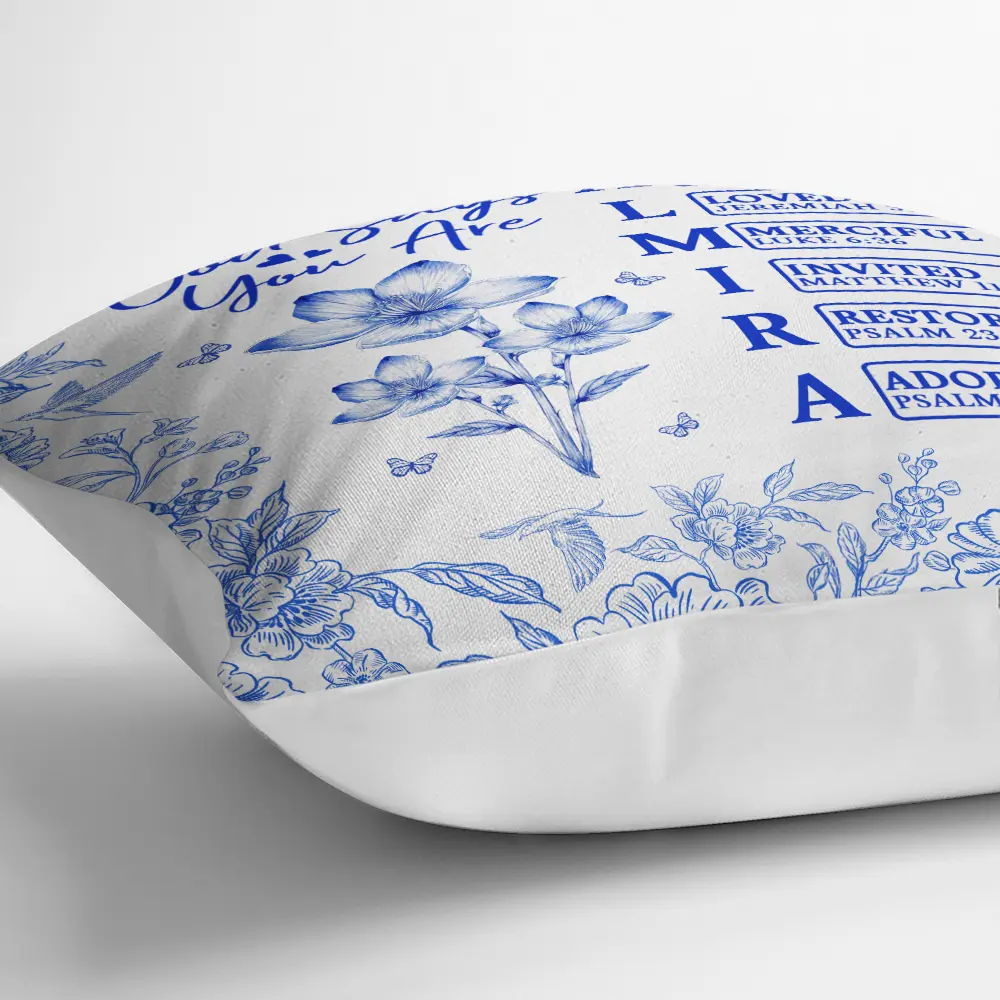God Says I Am Toile De Jouy Flower - Personalized Pillow - Image 3