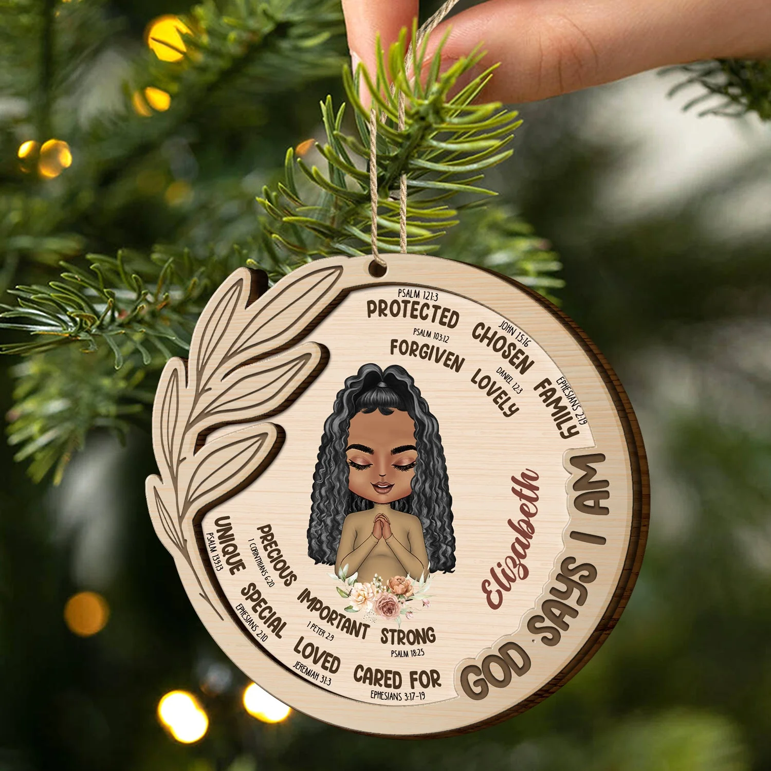 God Says That I Am - Christmas Gift For Women - Personalized 2-Layered Wooden Ornament - Image 2